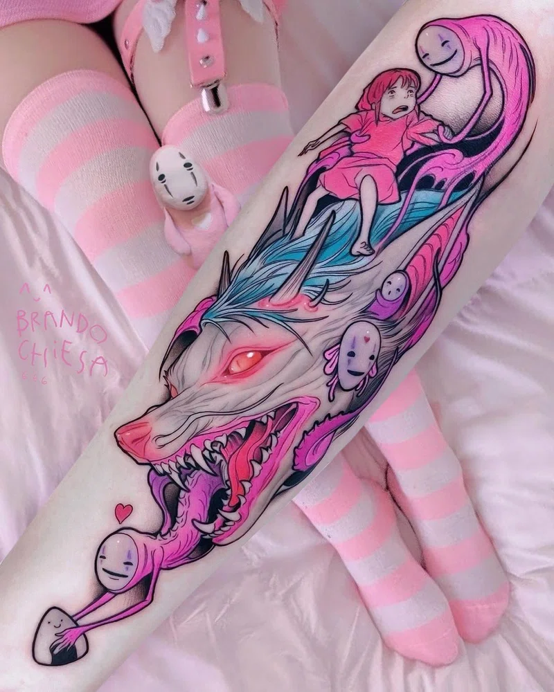 tatuaje otaku en color del artista Brandon Chiesa